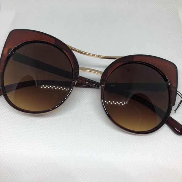 Cat Eye Brown Sunglasses - Picture 2 of 5